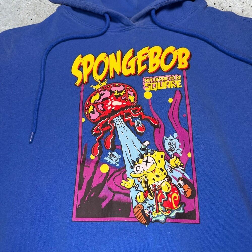 Spongebob Squarepants Nickelodeon Hoodie Mens Medium Not Afraid To Be Square - Picture 7 of 11